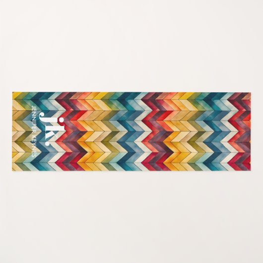  Kleurrijke Chevron Monogram Regenboog Yogamat (Voorkant (horizontaal))