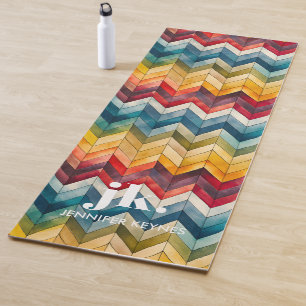  Kleurrijke Chevron Monogram Regenboog Yogamat