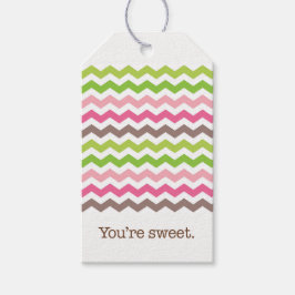 Kleurrijke chevron stripe cadeaulabel