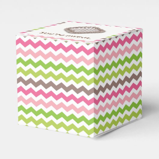Kleurrijke chevron stripe met chocoladetruffel bedankdoosjes (Voorkant Zijde)