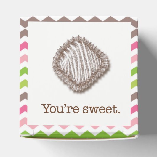 Kleurrijke chevron stripe met chocoladetruffel bedankdoosjes (Bovenkant)