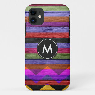 kleurrijke Chevron Stripes op hout #12 Case-Mate iPhone Case