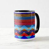 kleurrijke Chevron Stripes op hout #19 Mok (Voorkant rechts)