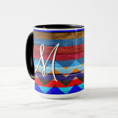 kleurrijke Chevron Stripes op hout #19 Mok (Voorkant links)