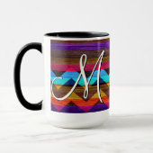 kleurrijke Chevron Stripes op hout #8 Mok (Links)