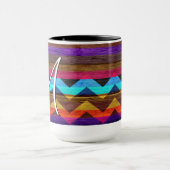 kleurrijke Chevron Stripes op hout #8 Mok (Midden)