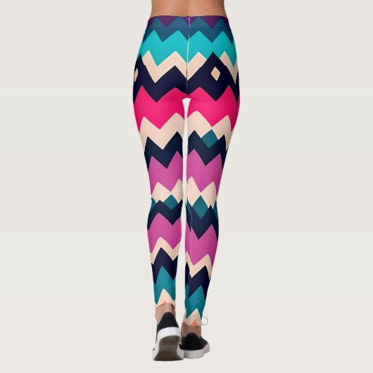 Kleurrijke Chevron Zigzag Patroon Ontwerp Leggings (Achterkant)
