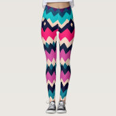 Kleurrijke Chevron Zigzag Patroon Ontwerp Leggings (Voorkant)