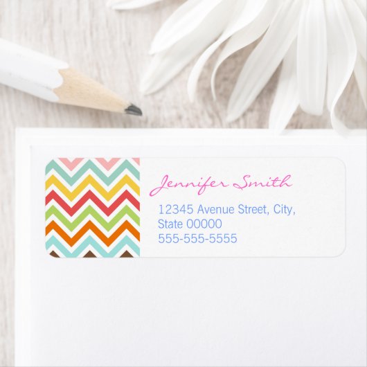 Kleurrijke Chevron Zigzag Stripes Patroon Etiket (Insitu)