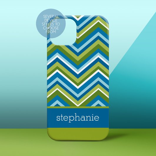 Kleurrijke Chevrons en groene blauwe aangepaste na Case-Mate iPhone Case