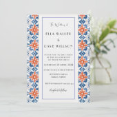 Kleurrijke Chic Abstracte Elegantie Tegel Bruiloft Kaart (Staand voorkant)