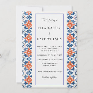 Kleurrijke Chic Abstracte Elegantie Tile Bruiloft Kaart