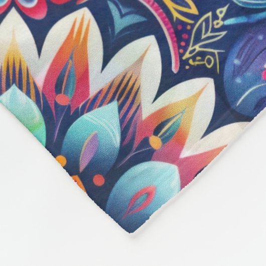 Kleurrijke Chic Boho Mandala Tegel Patroon Fleece Deken (Hoek)