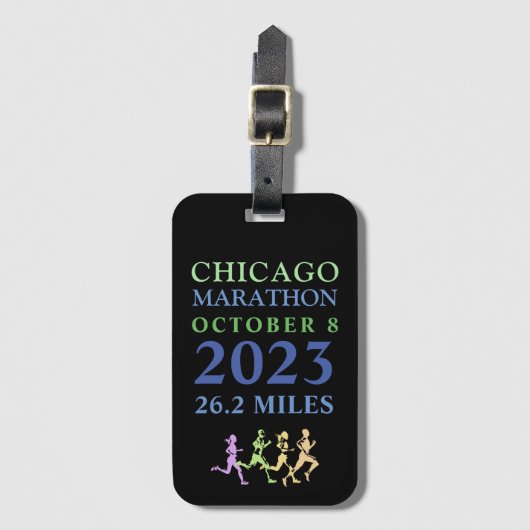 Kleurrijke Chicago Marathon 2023 Custom Text Lugga Bagagelabel (Voorkant (verticaal))