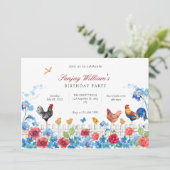 Kleurrijke chick boerderij tuin verjaardag kaart (Staand voorkant)