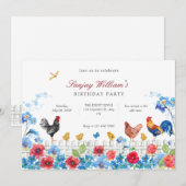 Kleurrijke chick boerderij tuin verjaardag kaart (Voorkant / Achterkant)