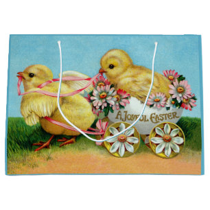 Kleurrijke  Chicks & Flowers Pasen Groot Cadeauzakje