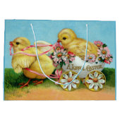 Kleurrijke  Chicks & Flowers Pasen Groot Cadeauzakje (Achterkant)