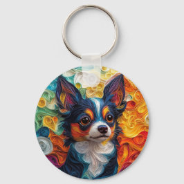 Kleurrijke Chihuahua Dog Portret Sleutelhanger