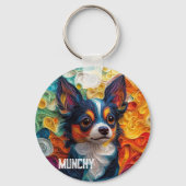 Kleurrijke Chihuahua Dog Portret Sleutelhanger (Achterkant)