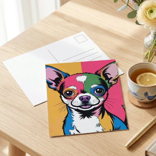 Kleurrijke Chihuahua-hond Pop Art-portret Briefkaart