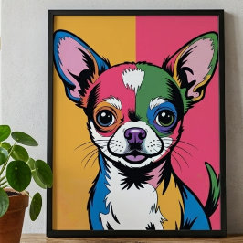 Kleurrijke Chihuahua-hond Pop Art-portret Poster