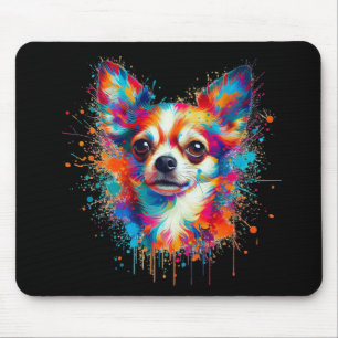 Kleurrijke Chihuahua Paint Splatter Muismat