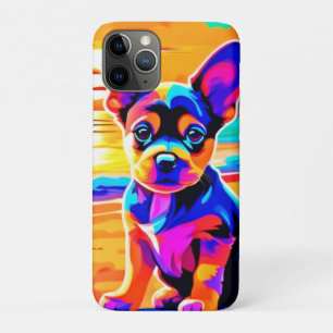 Kleurrijke Chihuahua Puppy op Sunset Beach Case-Mate iPhone Case