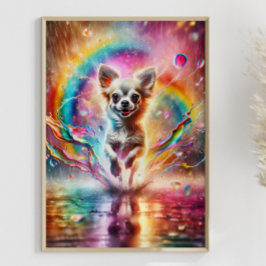 Kleurrijke Chihuahua Rainbow Splatter Art Custom Poster