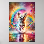 Kleurrijke Chihuahua Rainbow Splatter Art Custom Poster (Voorkant)