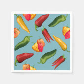 Kleurrijke Chili paprika's op blauw Servet (Voorkant)