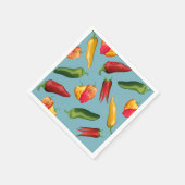 Kleurrijke Chili paprika's op blauw Servet (Hoek)