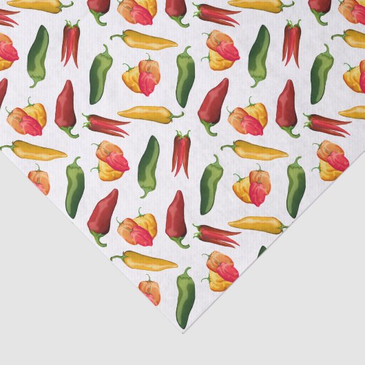 Kleurrijke Chili paprika's Tissuepapier (Detail)