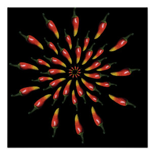 Kleurrijke chilipepers mandala kunst perfect poster