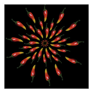 Kleurrijke chilipepers mandala kunst perfect poster