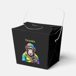 Kleurrijke chimpansee met telefoon- bedankdoosjes