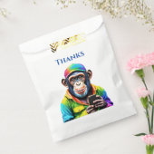Kleurrijke chimpansee met telefoon- bedankzakje (Gezegeld)
