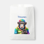 Kleurrijke chimpansee met telefoon- bedankzakje (Voorkant)