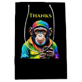 Kleurrijke chimpansee met telefoon- medium cadeauzakje (Voorkant)