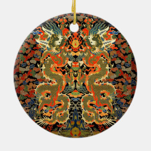 Kleurrijke Chinese Aziatische Draak Kunst Keramisch Ornament
