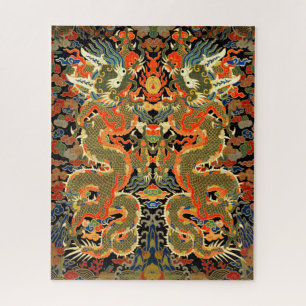 Kleurrijke Chinese Aziatische Draak Kunst Legpuzzel