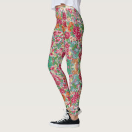 Kleurrijke Chinese Bloem Leggings -