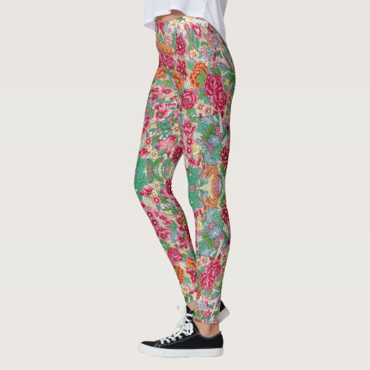 Kleurrijke Chinese Bloem Leggings -  (Links)