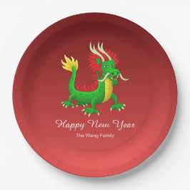 Kleurrijke Chinese Draak Papieren Bordje