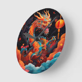 Kleurrijke Chinese draak Ronde Klok (Hoek)