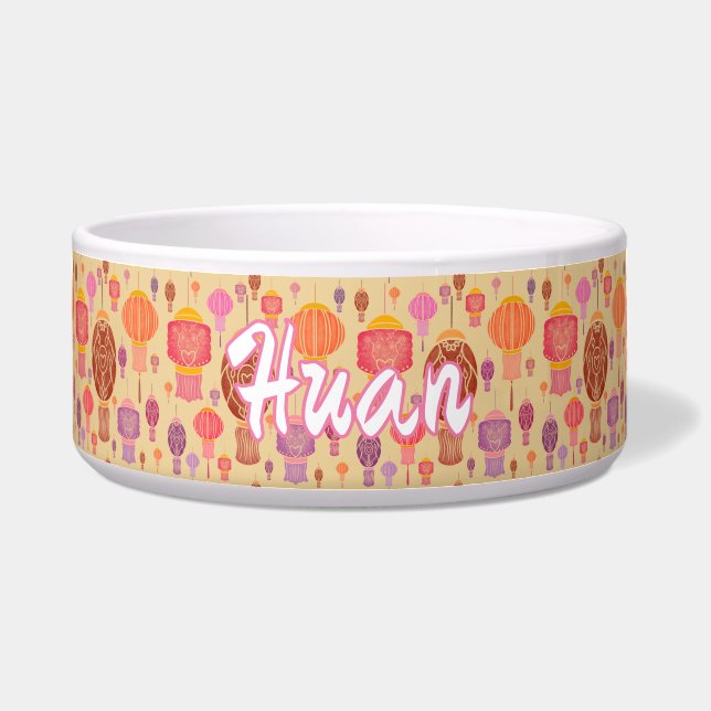 Kleurrijke Chinese lampions Voerbakje (Voorkant)