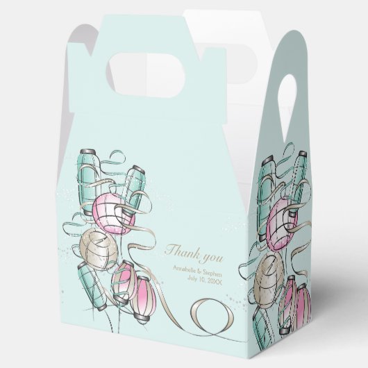 Kleurrijke Chinese Lantaarn & Lint Thema Bedankdoosjes (Geopend)