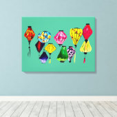 Kleurrijke Chinese lantaarns Canvas Afdruk (Insitu (Houten vloer))