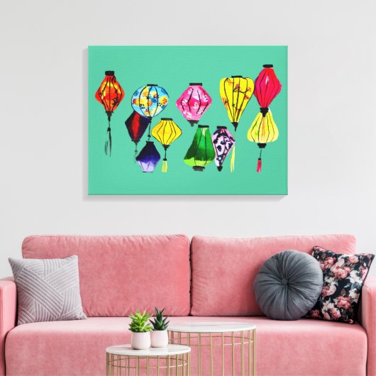 Kleurrijke Chinese lantaarns Canvas Afdruk (Insitu (Woonkamer))
