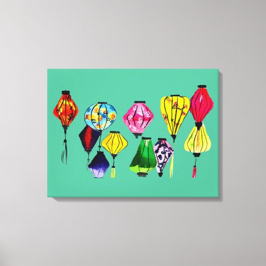 Kleurrijke Chinese lantaarns Canvas Afdruk (Voorkant)